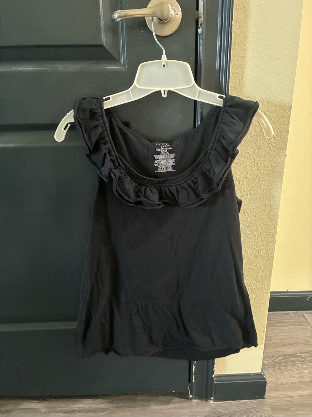 BCBG Paris Black Ruffled Scoop Tank